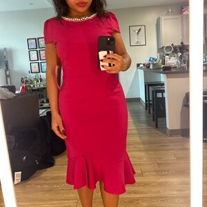 Pink Dress with Pearl Detail